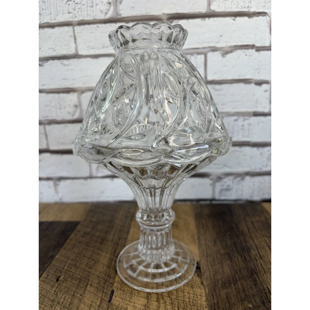 Fifth Avenue Crystal Portico Fairy Lamp Clear Glass Candle Holder 9” Tall